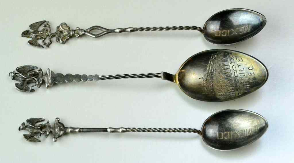 Appraisal: Sterling Silver Souvenir SpoonsAll with twisted handles and eagle finials