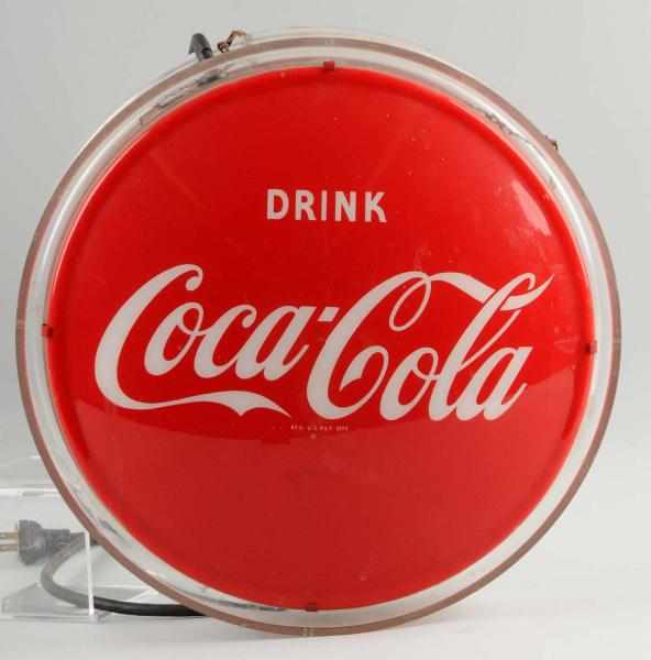 Appraisal: Round Coca-Cola Light-Up Sign Description s One small closed crack