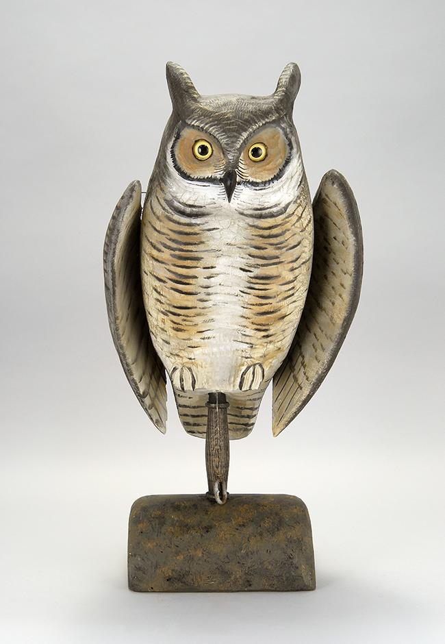 Appraisal: LIFE-SIZE GREAT HORNED OWL DECOY By Mike Borrett of Madison