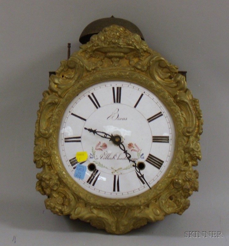 Appraisal: French Morbier Wall Clock enameled dial with Roman numerals pressed