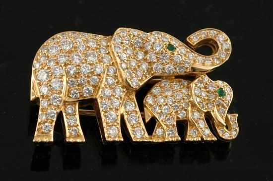 Appraisal: A diamond elephant brooch by Cartier The finely detailed mother