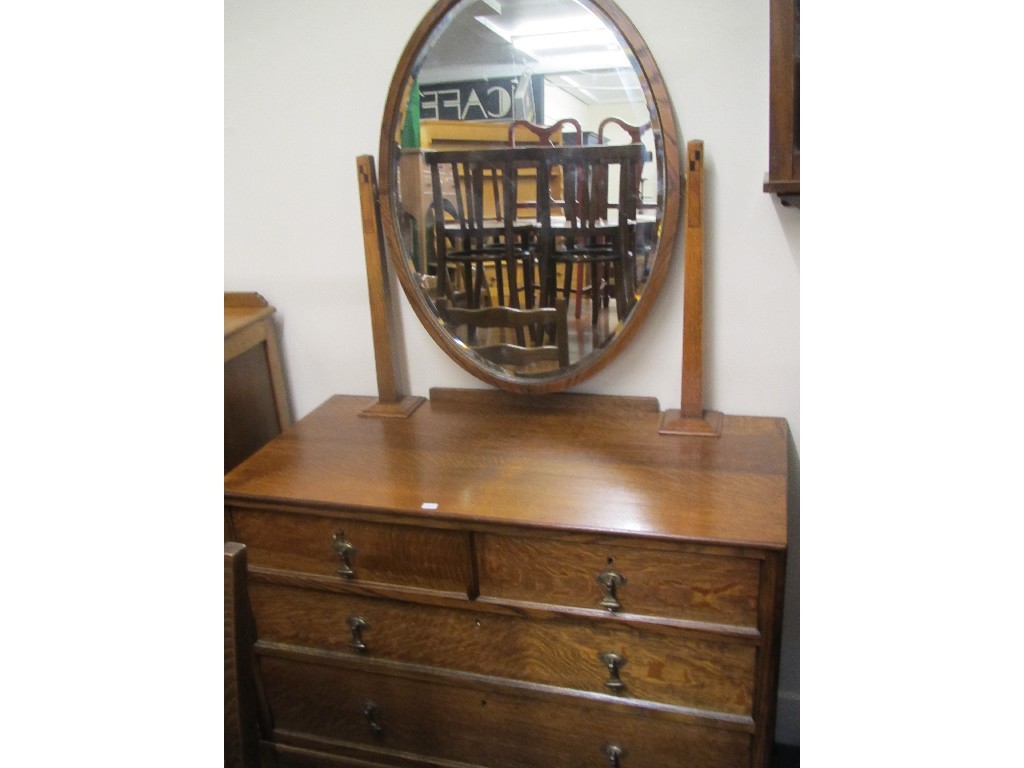 Appraisal: Oak chest of drawers and dressing chest