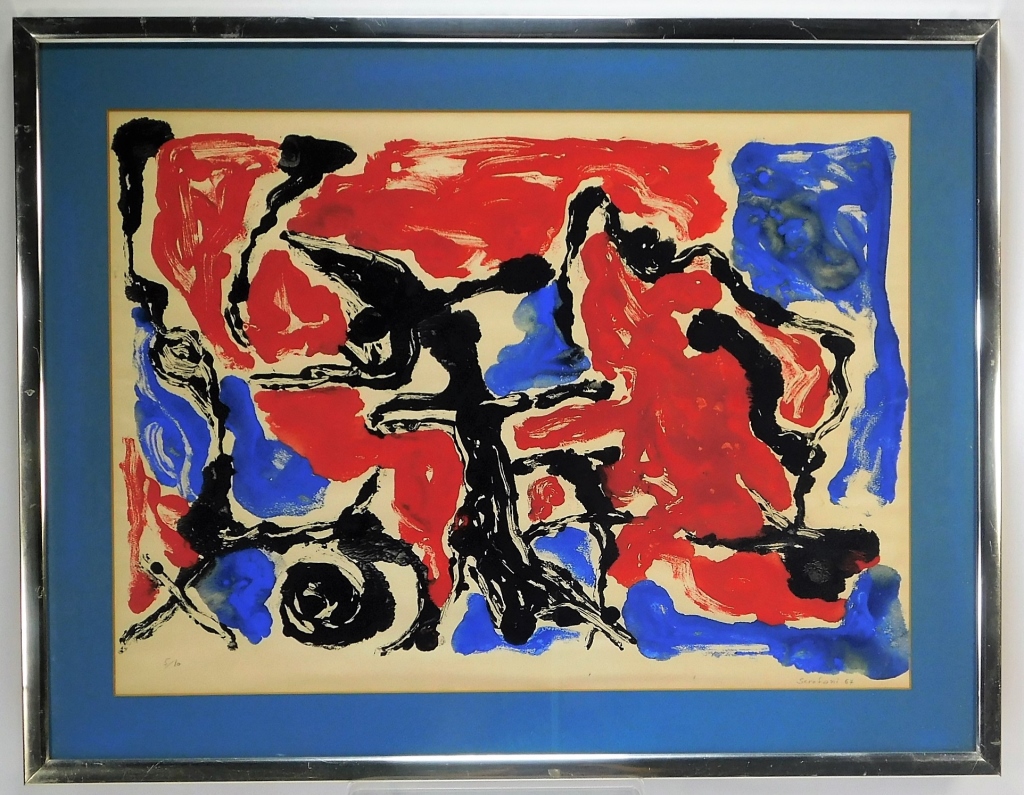 Appraisal: AGOSTINO SCROFANI SURREALIST ABSTRACT LITHOGRAPH Italy - Abstract vivid splashes