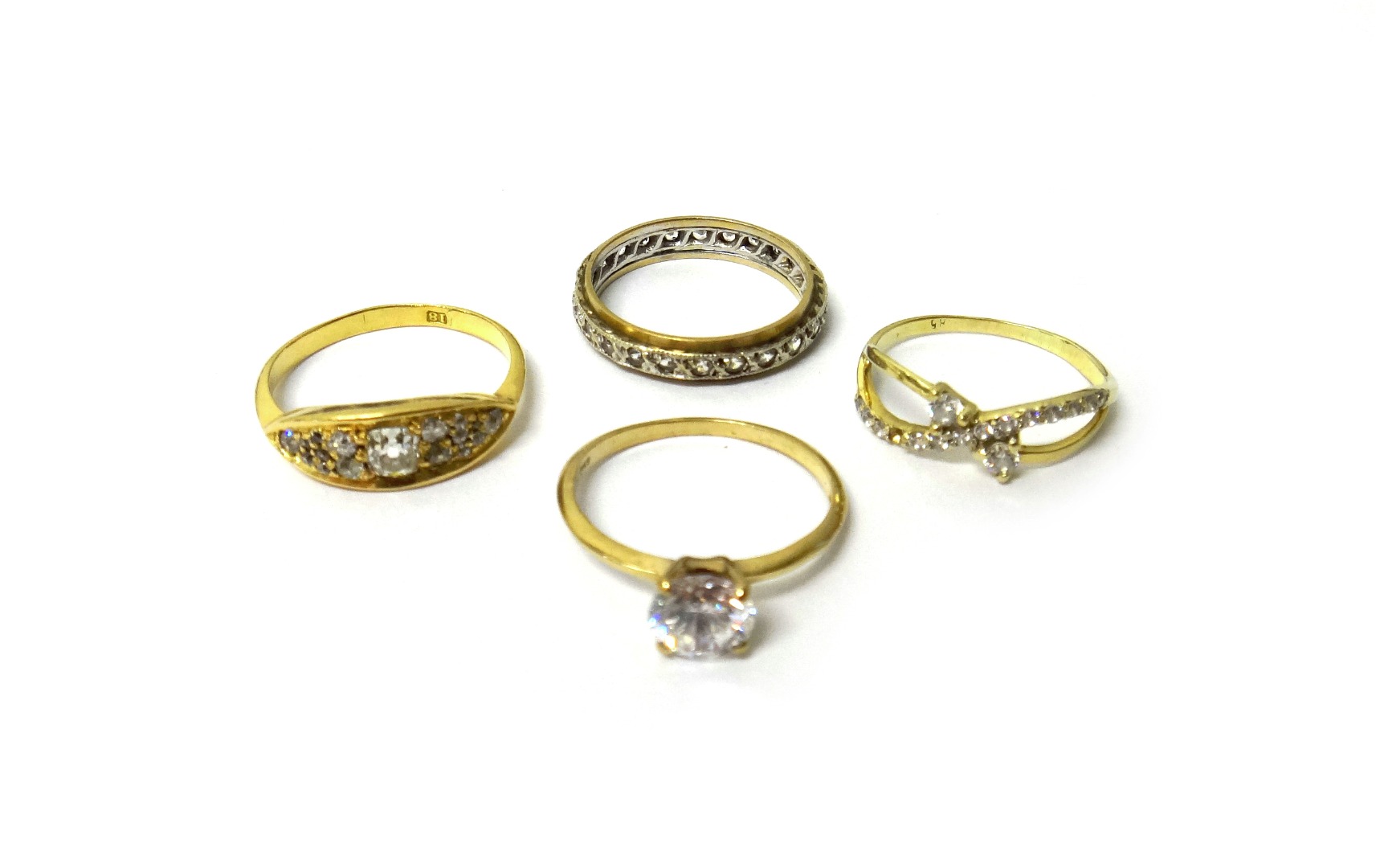 Appraisal: A gold and diamond set ring in a boat shaped