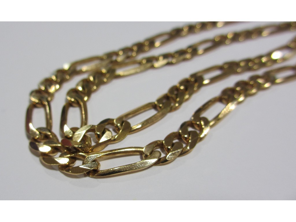 Appraisal: Nine carat rose gold figaro link neckchain Approximately inches Approximately