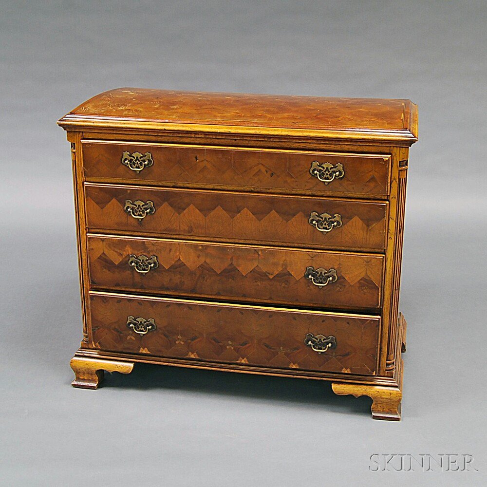 Appraisal: Chippendale-style Parquetry-inlaid Oak Chest of Drawers the string- and geometric-inlaid