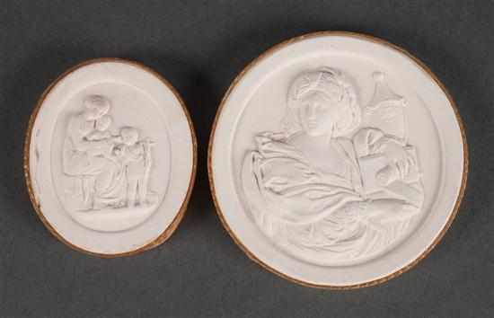 Appraisal: Pair of molded plaster intaglios after old master paintings th