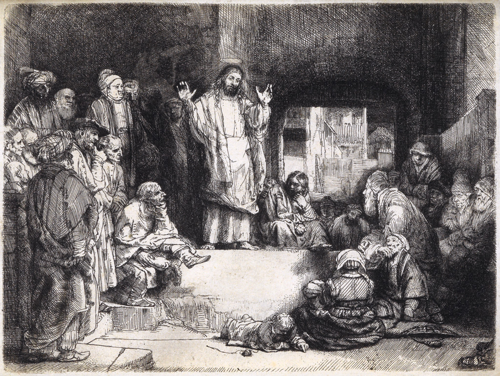 Appraisal: REMBRANDT VAN RIJN Christ Preaching La Petit Tombe Etching and