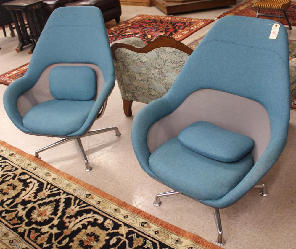 Appraisal: PAIR OF 'COALESSE' HIGH BACK SWIVEL LOUNGE CHAIRS SW Collection