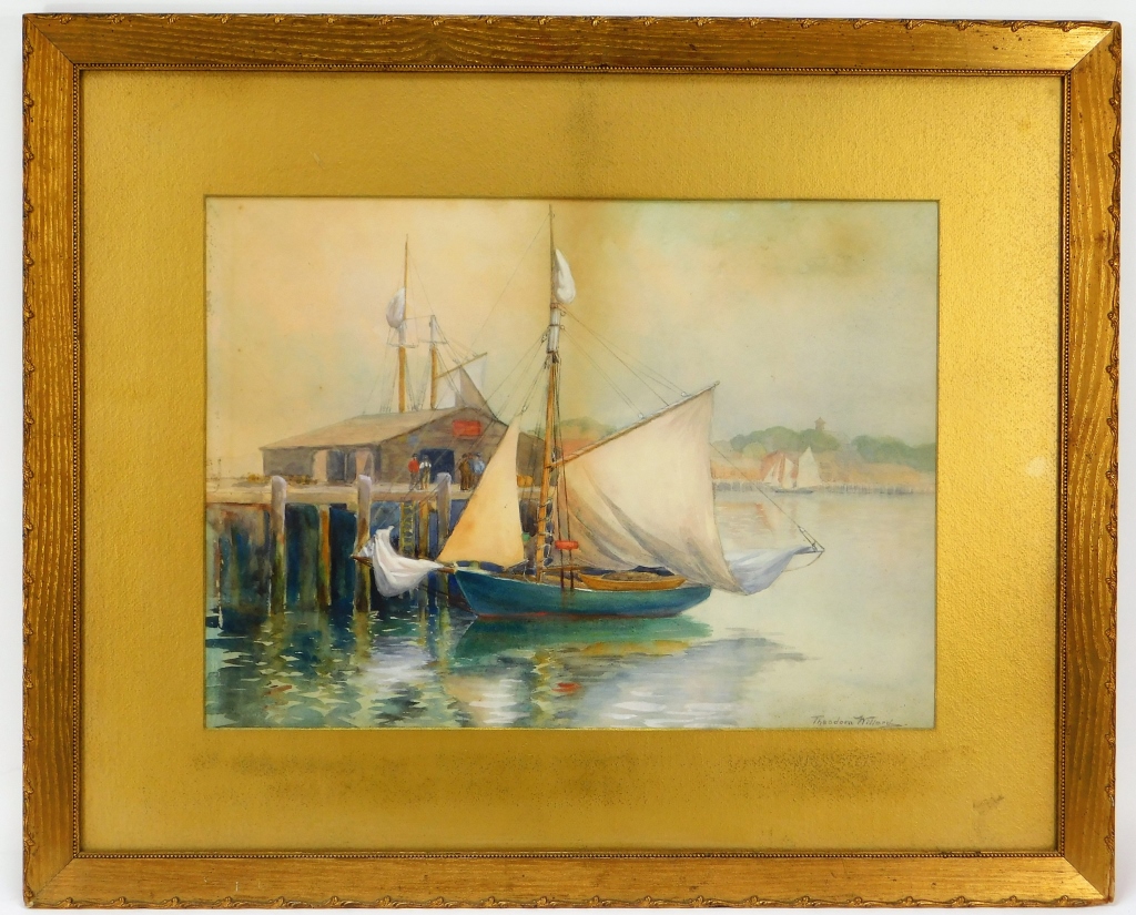 Appraisal: THEODORA WILLARD NEW ENGLAND HARBOR WC PAINTING Massachusetts - Impressionist