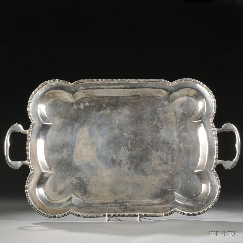 Appraisal: Peruvian Sterling Silver Tray mid- th century maker's mark FPC