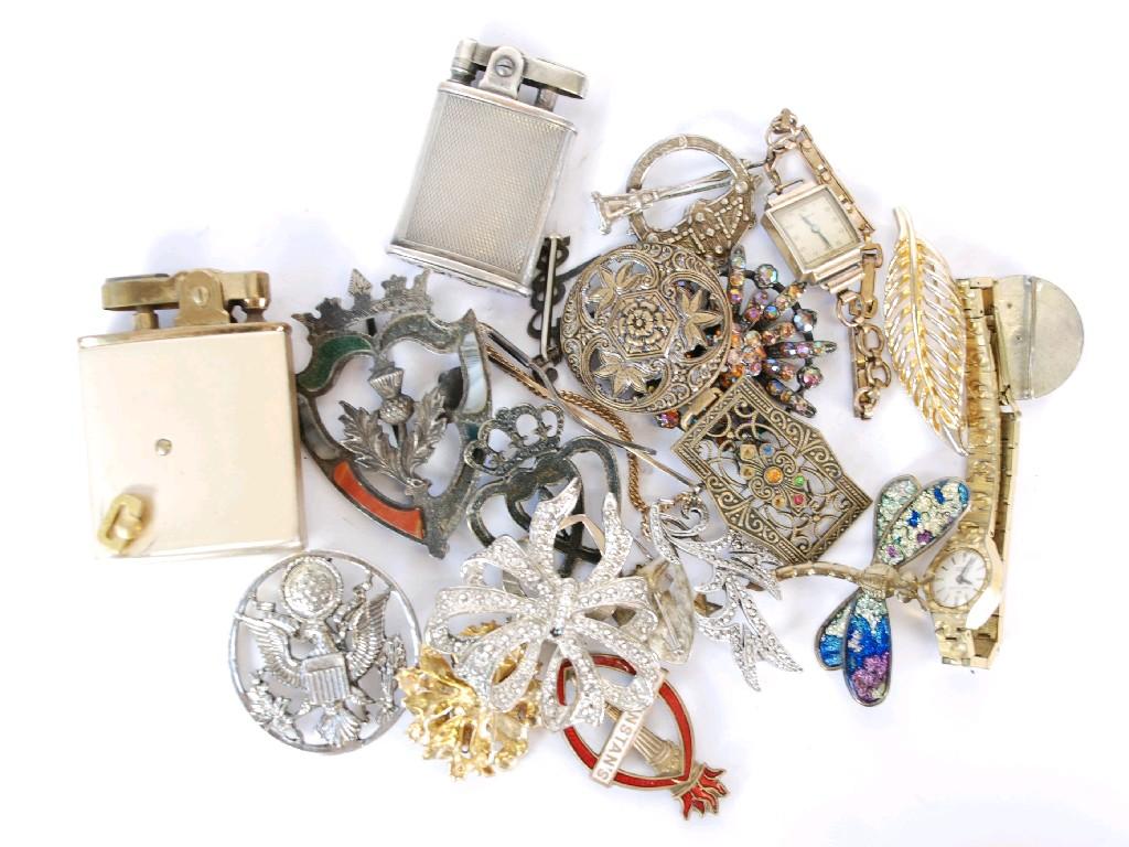 Appraisal: QUANTITY OF COSTUME JEWELLERY FOUR WRIST WATCHES CIGARETTE LIGHTER ETC