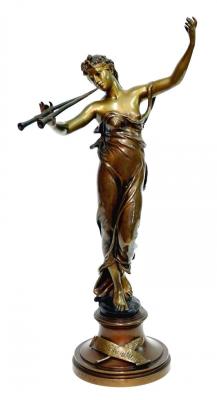 Appraisal: A BRONZE FIGURE Muse Ses Bois by Eugene Marioton modelled