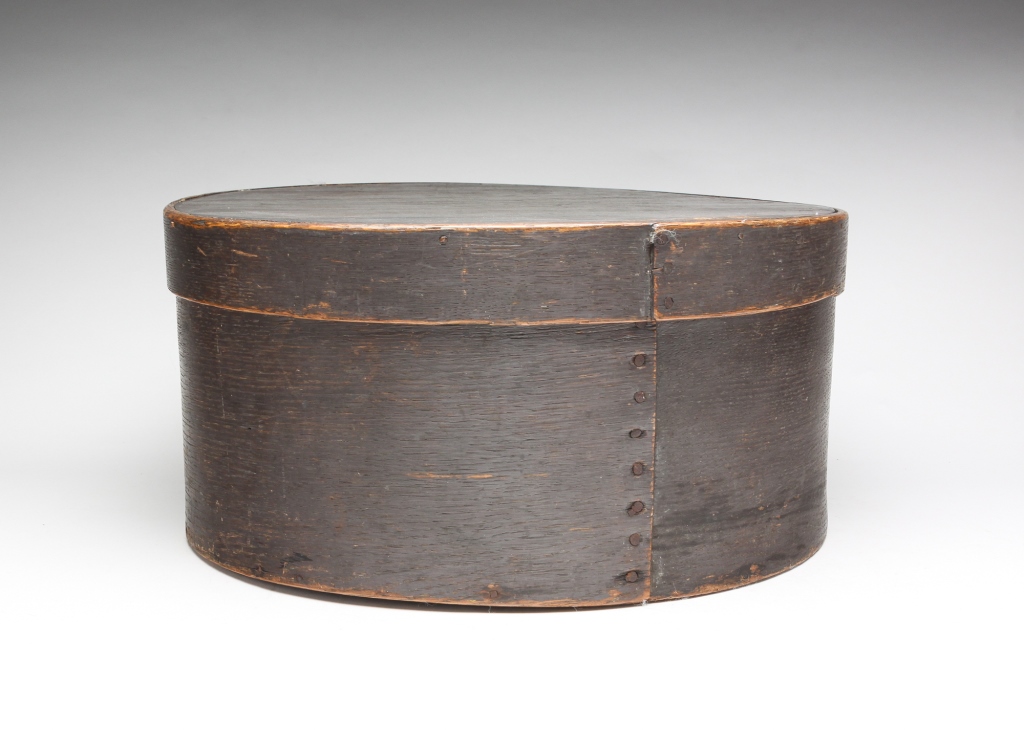 Appraisal: Second half th century Round bentwood box with lapped seams