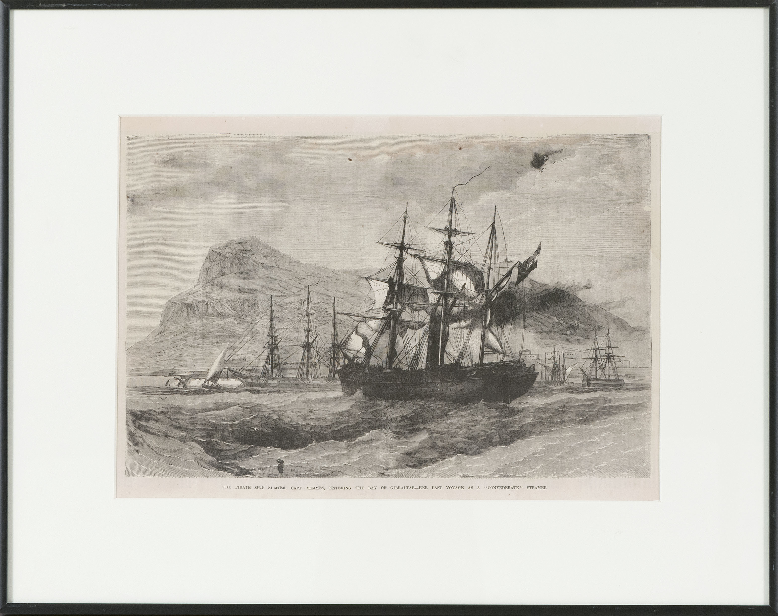 Appraisal: FRAMED BLACK AND WHITE LITHOGRAPH THE PIRATE SHIP SUMTER Second