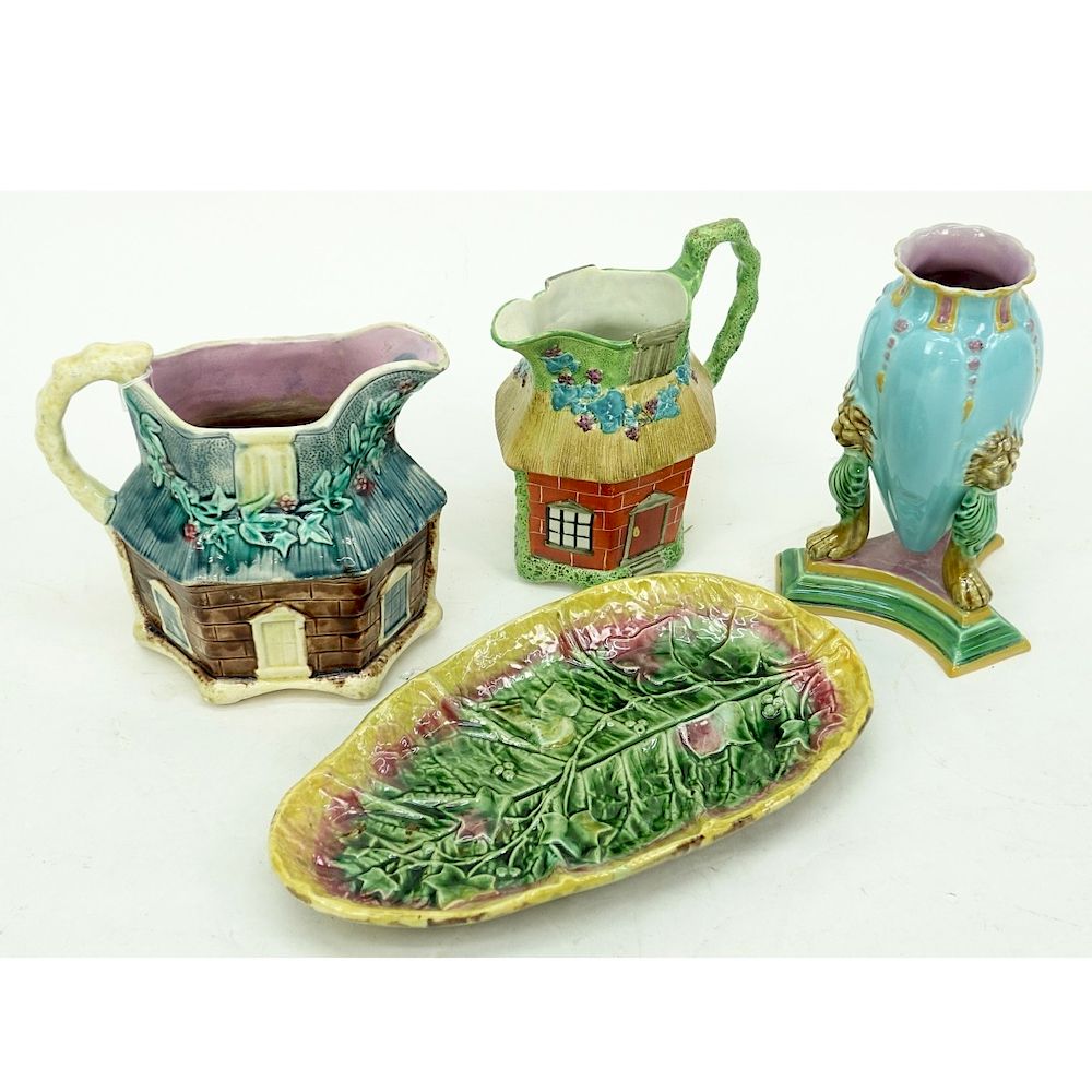 Appraisal: Four Pieces Majolica Four Pieces Vintage and Antique Majolica Lot