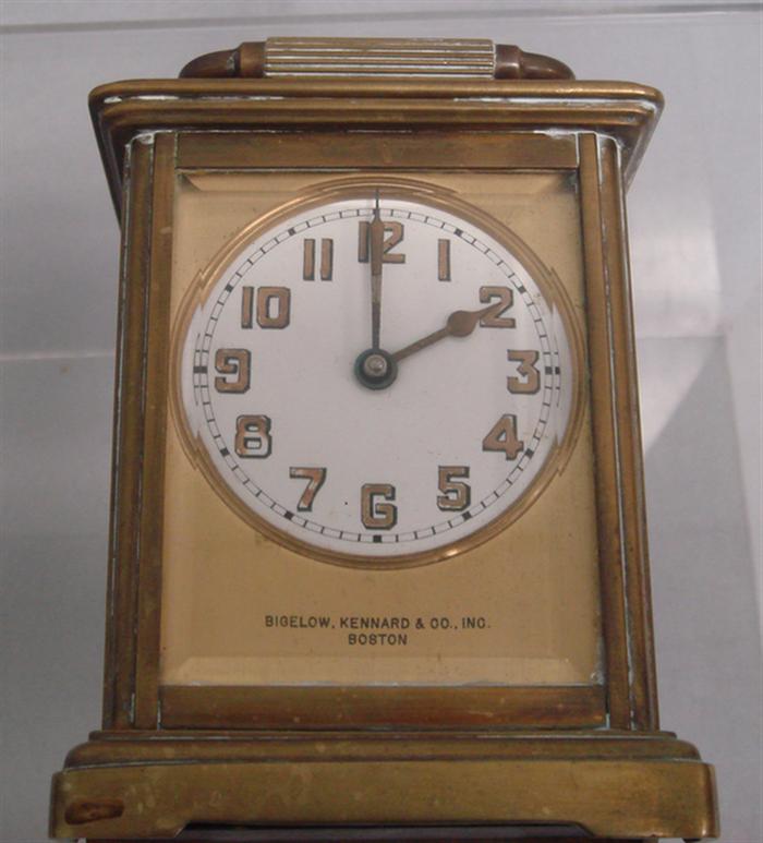 Appraisal: Chelsea brass glass carriage clock retailed by Bigelow Kennard Co