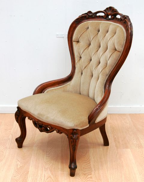 Appraisal: A th century Victorian style stained beech salon chair