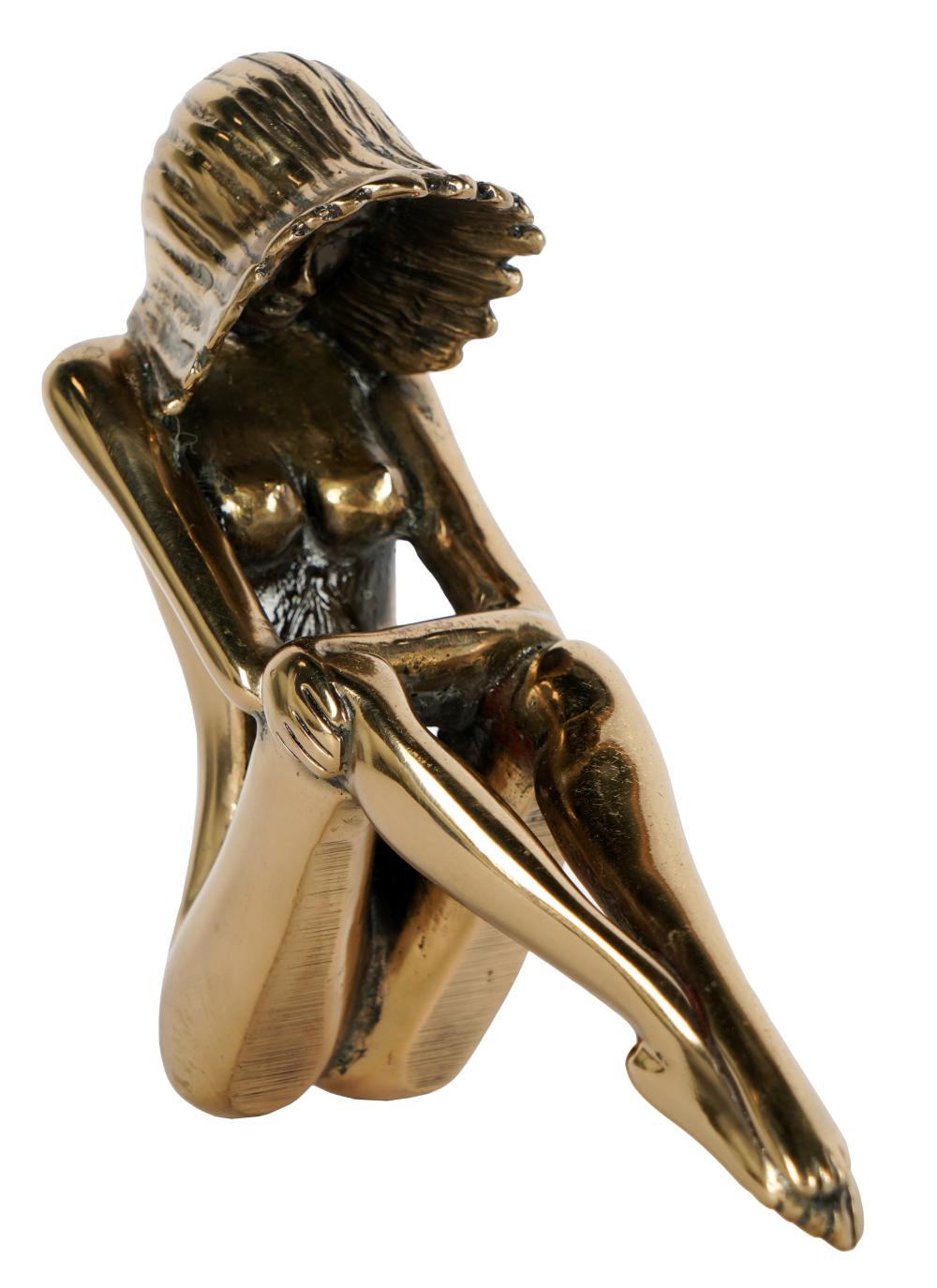 Appraisal: TOM BENNETT B SEATED WOMAN gilt bronze signed dated and