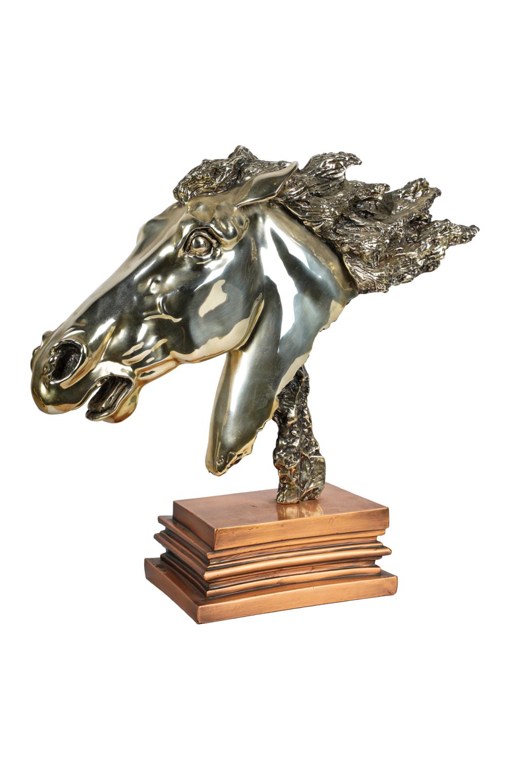 Appraisal: D'ARGENTA HORSE HEADsigned to base D'Argenta Mexico silvered composition mounted