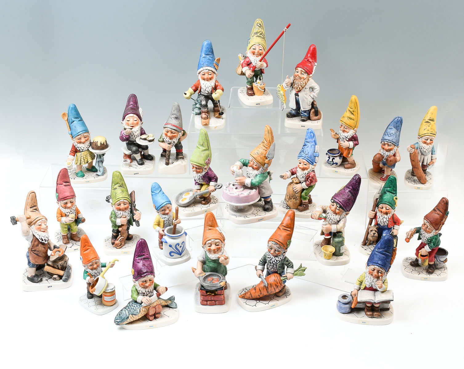 Appraisal: PC GOEBEL PORCELAIN GNOME COLLECTION A whimsical collection of Goebel