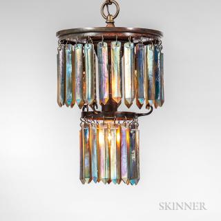 Appraisal: Bronze and Iridescent Glass Fixture New York th century Later