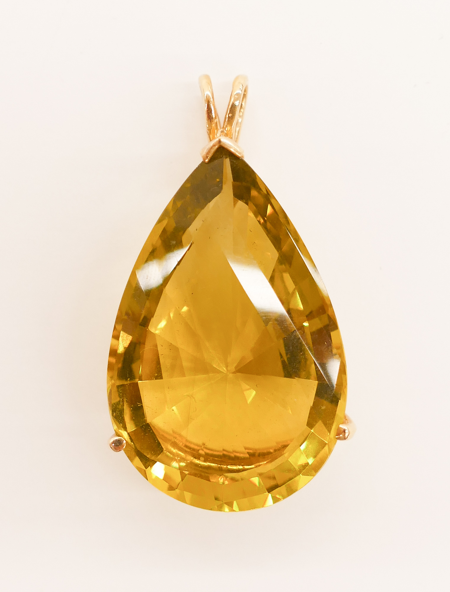 Appraisal: Lady's ct Lemon Quartz k Pear Shaped Pendant '' It