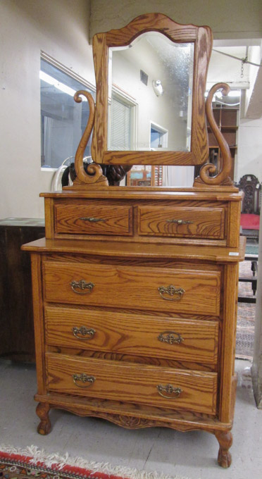 Appraisal: VICTORIAN STYLE OAK DRESSER WITH TILT MIRROR the small -drawer