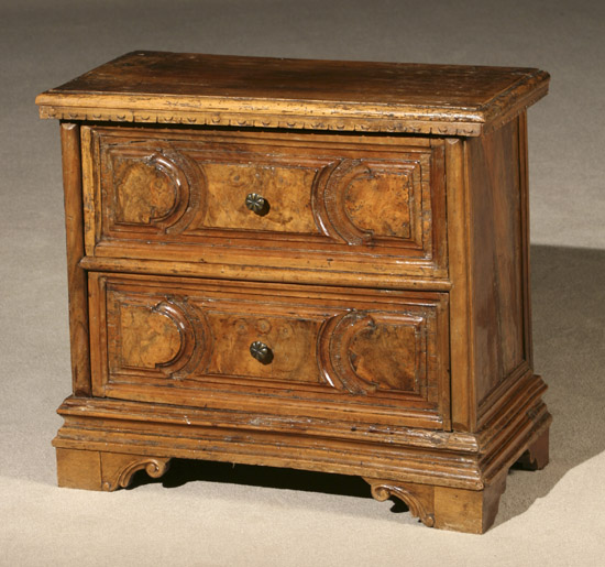 Appraisal: Italian Baroque Style Burl Walnut Diminutive Commode Composed of th-