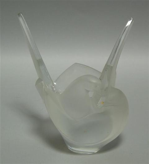 Appraisal: LALIQUE ENTWINED DOVES VASE Signed in script Lalique France of