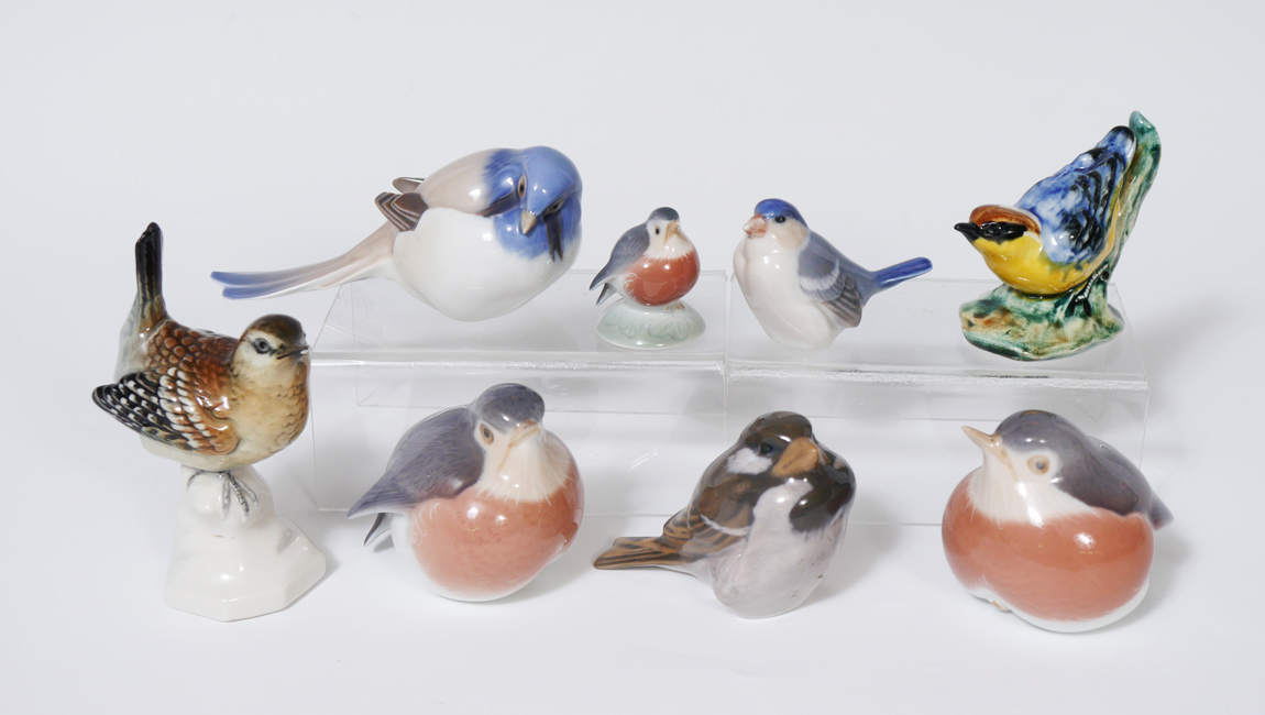 Appraisal: PORCELAIN BIRD FIGURINES pieces total to include Royal Copenhagen Stangl