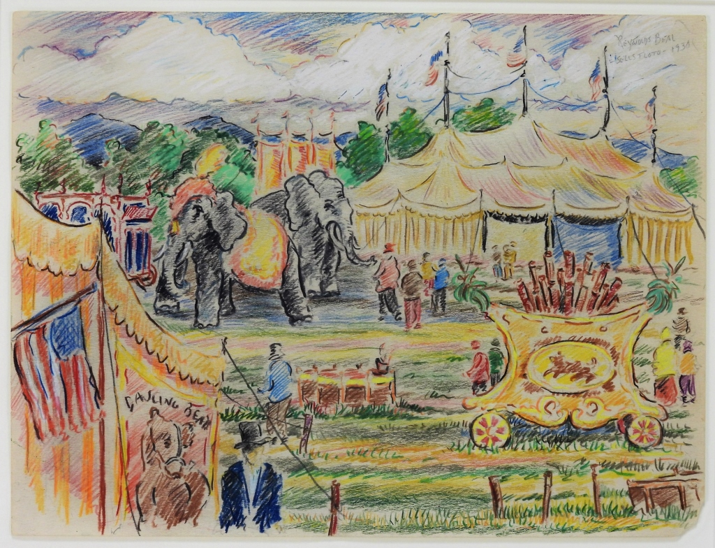 Appraisal: REYNOLDS BEAL SELLS FLOTO CIRCUS DRAWING Massachusetts Rhode Island -