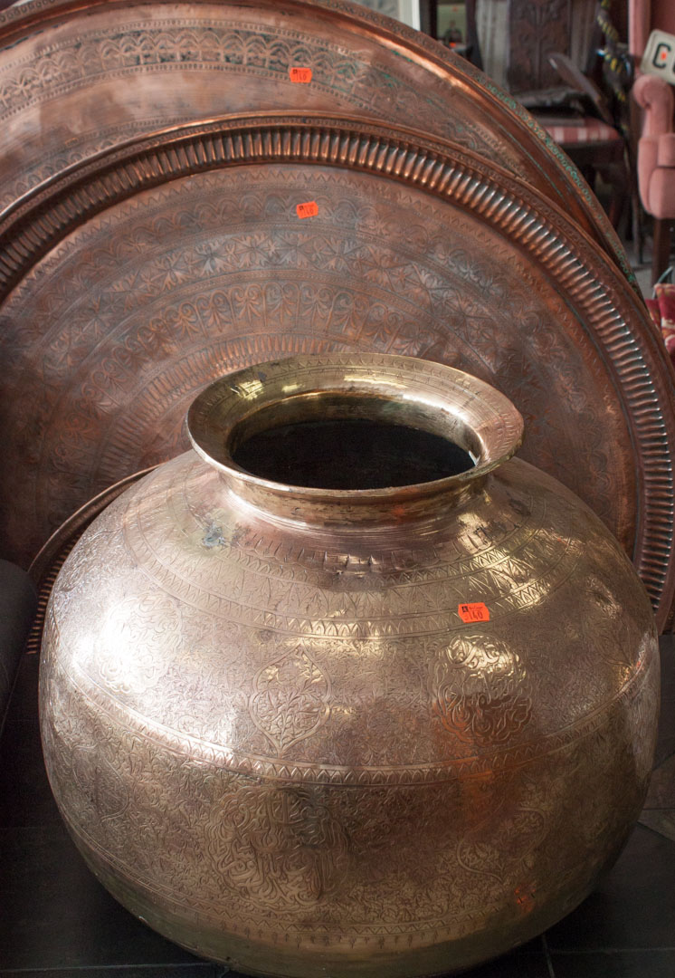 Appraisal: Assortment of metalware including three copper trays two brass trays