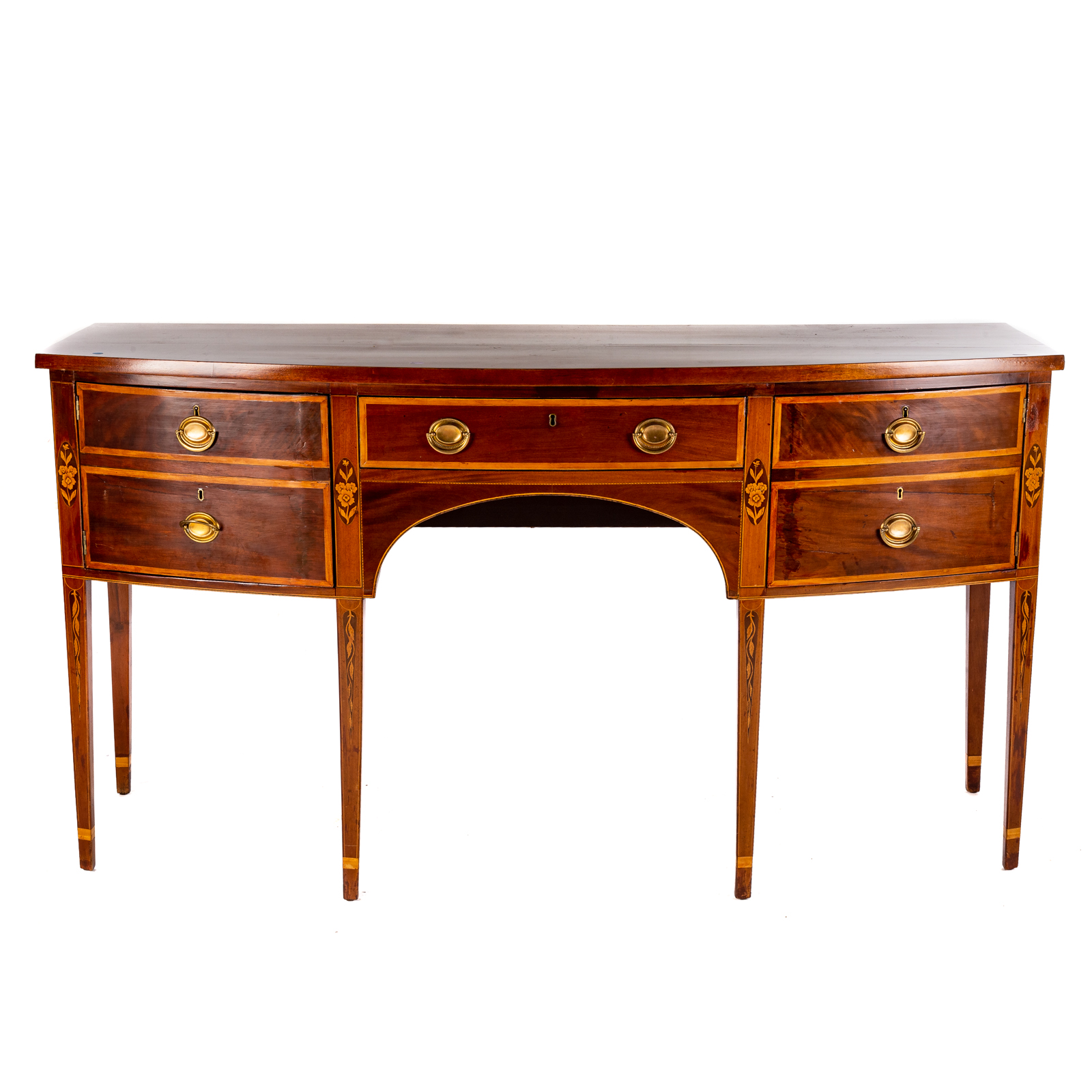 Appraisal: FEDERAL MAHOGANY INLAID SIDEBOARD With banded floral and foliate inlays