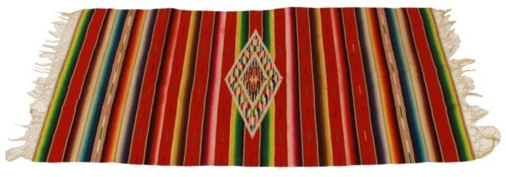 Appraisal: Mexican wool and silk serape c s with central diamond