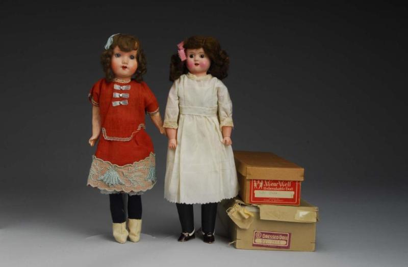 Appraisal: Lot of Boxed Dolls Description Germany Ca s Papier-mache socket