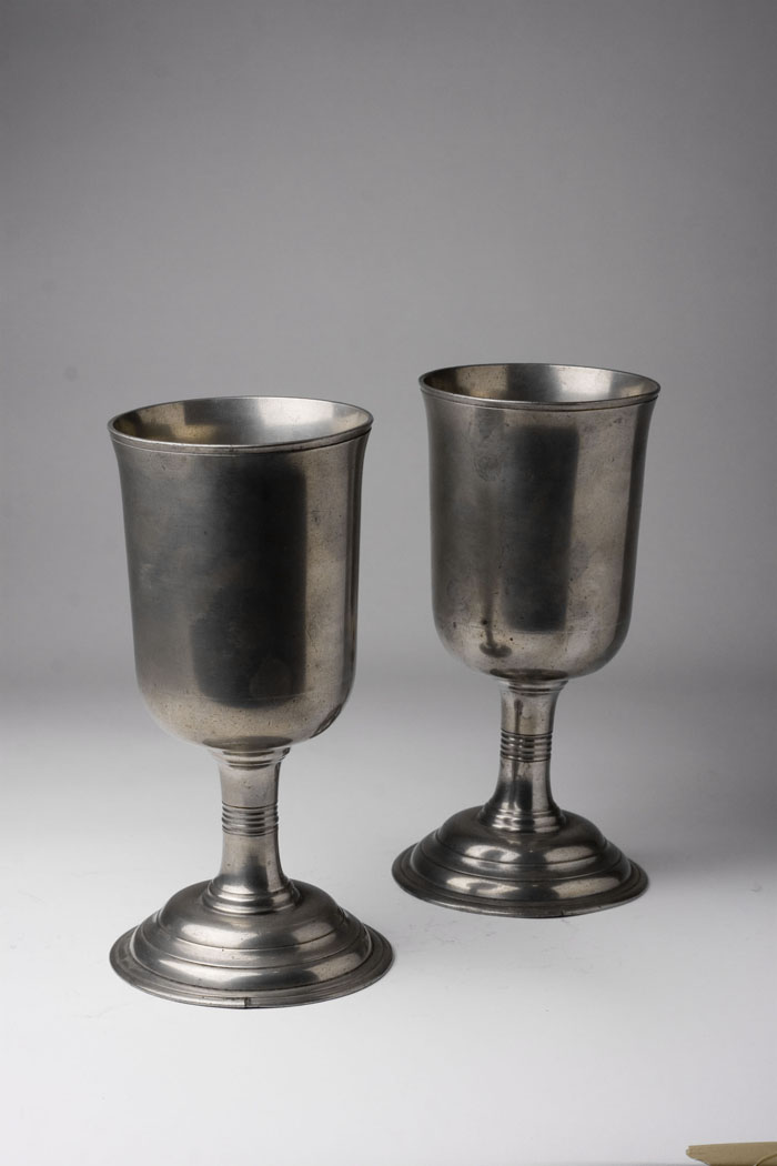 Appraisal: PAIR OF PEWTER CHALICES ENGLAND CIRCA - Cups are cast