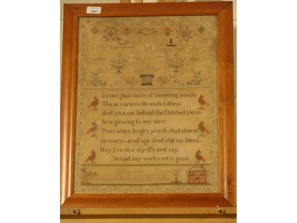 Appraisal: A thC sampler by Mary Cunningham dated worked in coloured