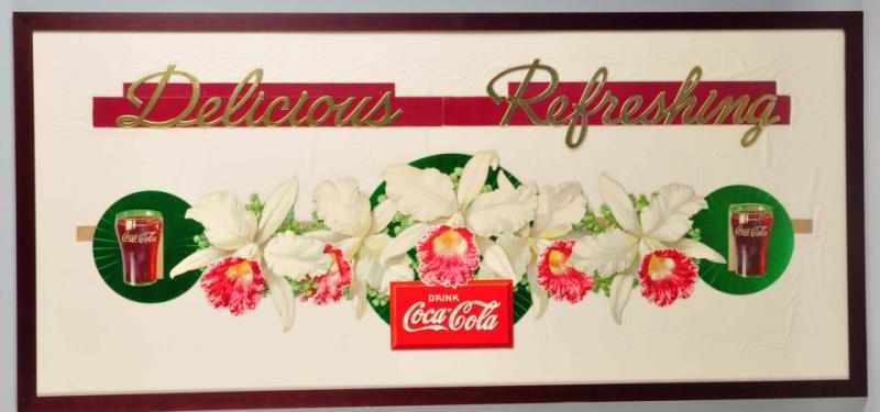 Appraisal: Coca-Cola Orchid Festoon Beautifully framed under plexiglass Great color and