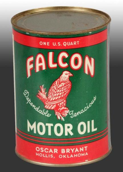 Appraisal: Tin Falcon Motor Oil Quart-Sized Can Description Clean and bright