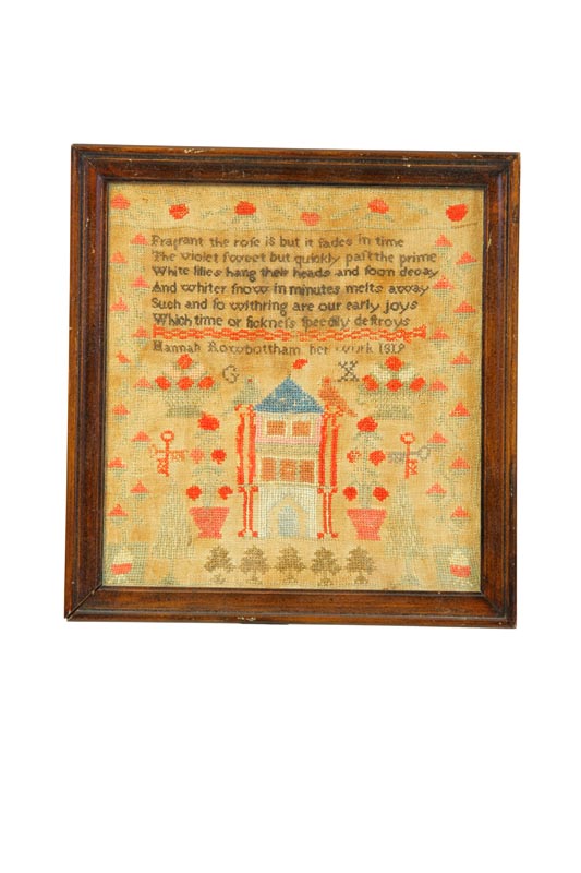 Appraisal: SAMPLER Hannah Rowbottham England silk on linen Small brightly colored