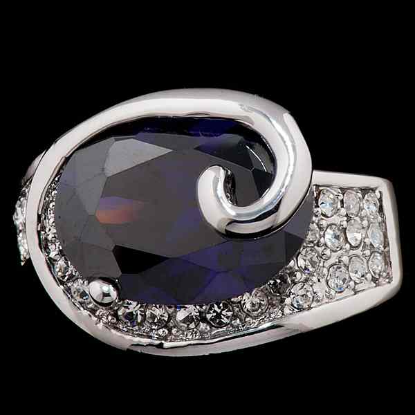 Appraisal: Modern-Style Amethyst and Diamond Ring A K white gold modern