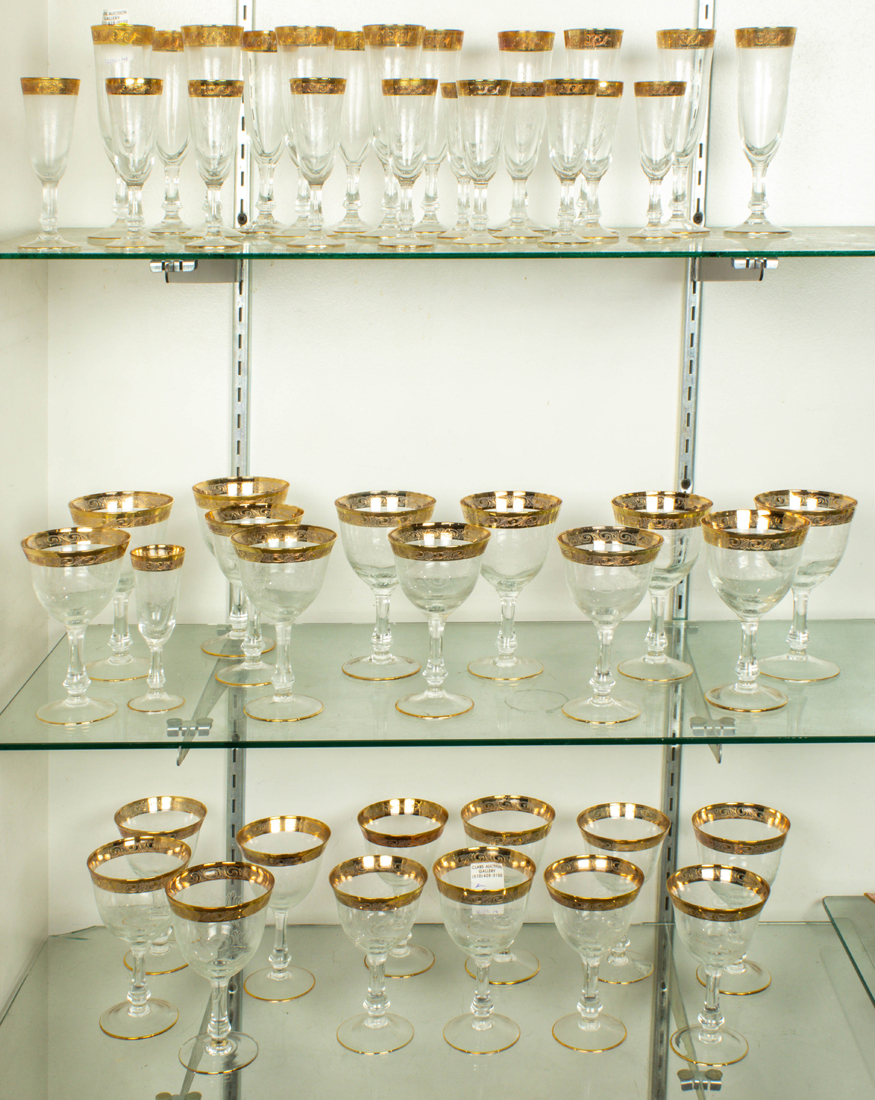 Appraisal: LOT OF SUITE OF GILT RIMMED GLASS STEMWARE Lot of