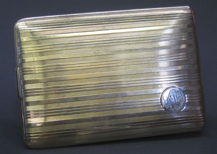 Appraisal: French Fourteen-Karat Gold Reeded Slim-Line Cigarette Case first quarter th