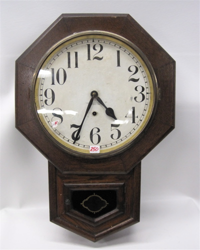 Appraisal: SCHOOL HOUSE REGULATOR WALL CLOCK New Haven Clock Co c