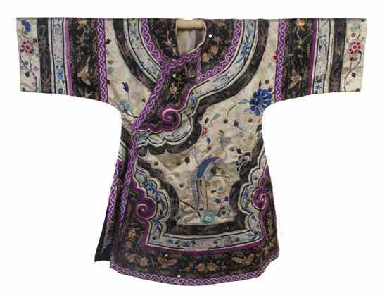 Appraisal: A Chinese Silk Robe with embroidered peacock and foliage decoration