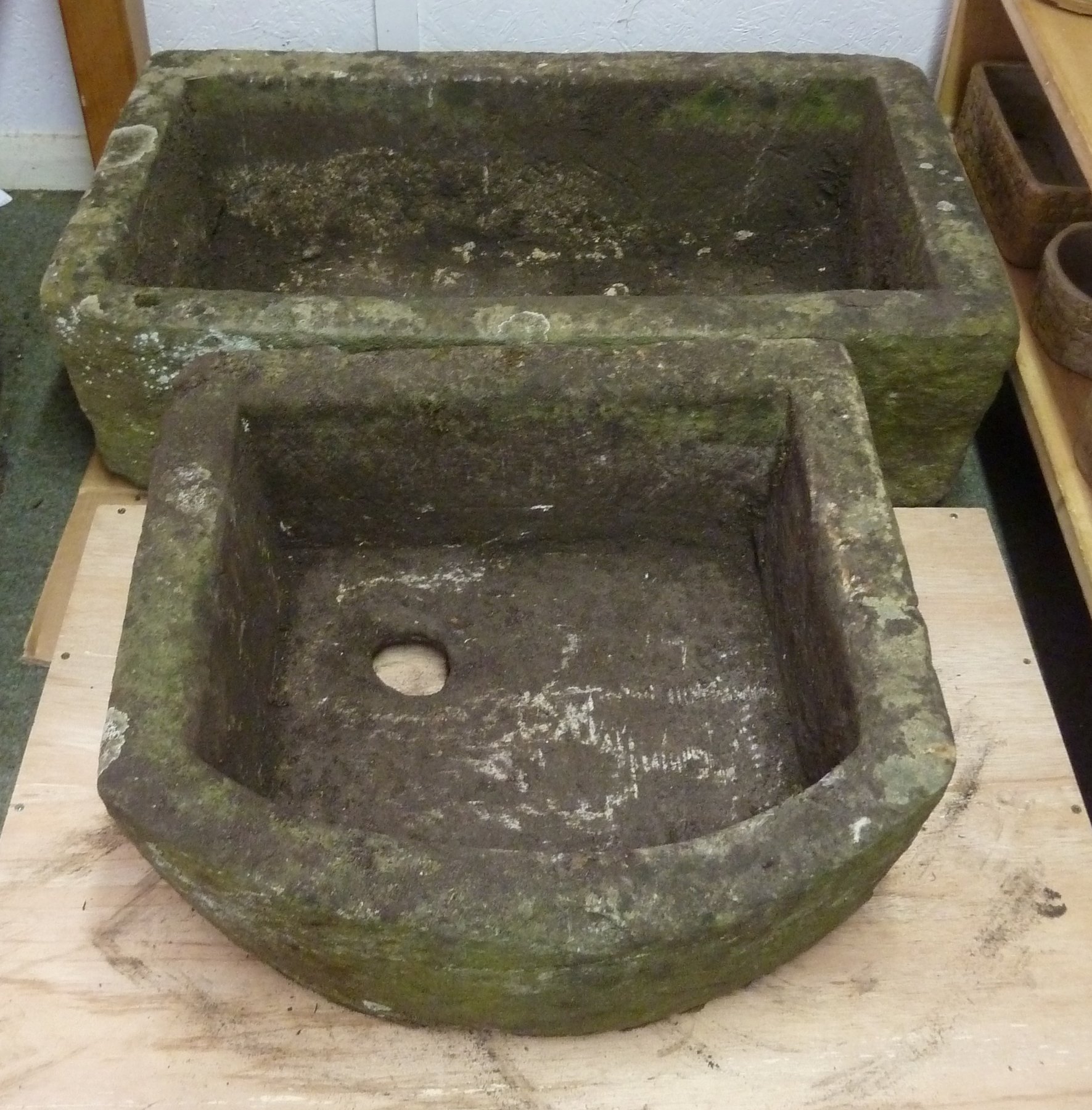 Appraisal: A rectangular stone trough cm x cm x and two