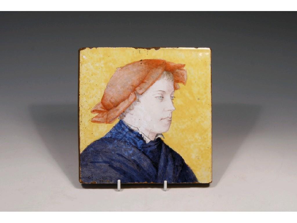 Appraisal: AN ITALIAN MAJOLICA TILE painted in polychrome with a peasant