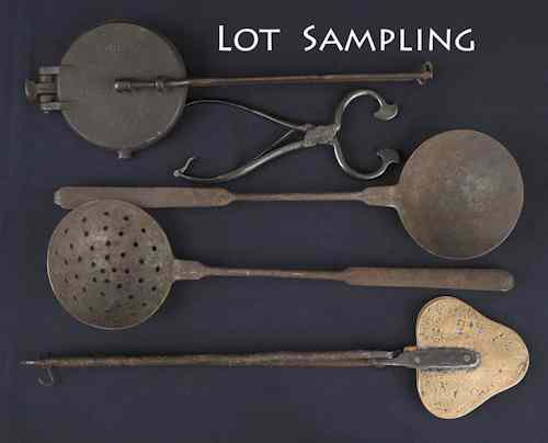 Appraisal: Collection of iron hearth tools to include two ladles a