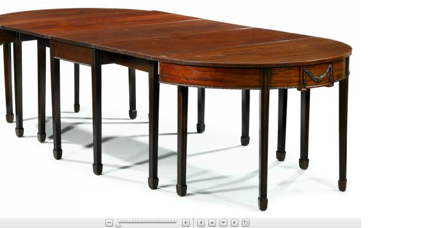 Appraisal: George III style mahogany banquet dining table the twin D-shaped